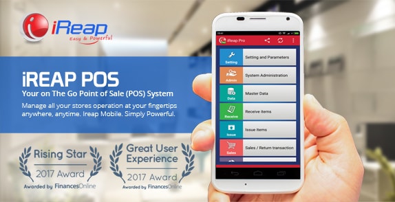 iREAP POS Award 2017 Rising Star and Great User Experience by Finance Online